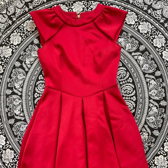Ted Baker Just for You Red Dress with Cap Sleeves Size 1 - Picture 1 of 10